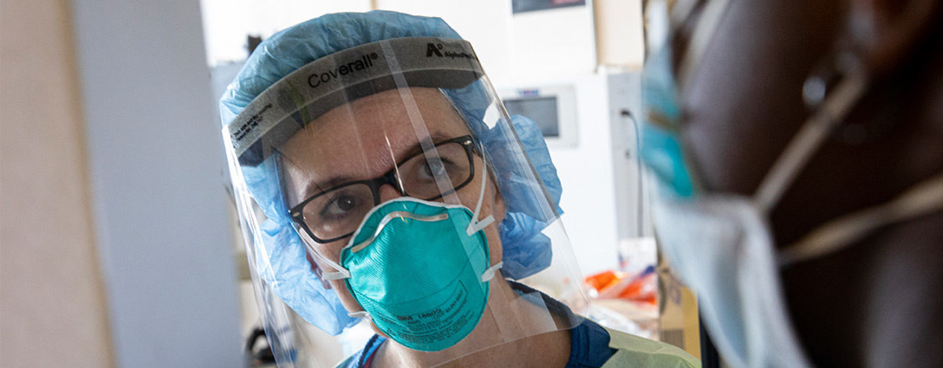 Medical worker wearing disposable masks