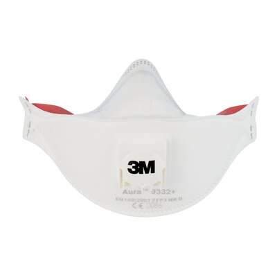 3M Aura FFP3 Disposable Folded Respiratory Filter Face Mask (Pack of 5) 9332+ SP - BreatheSafeUK